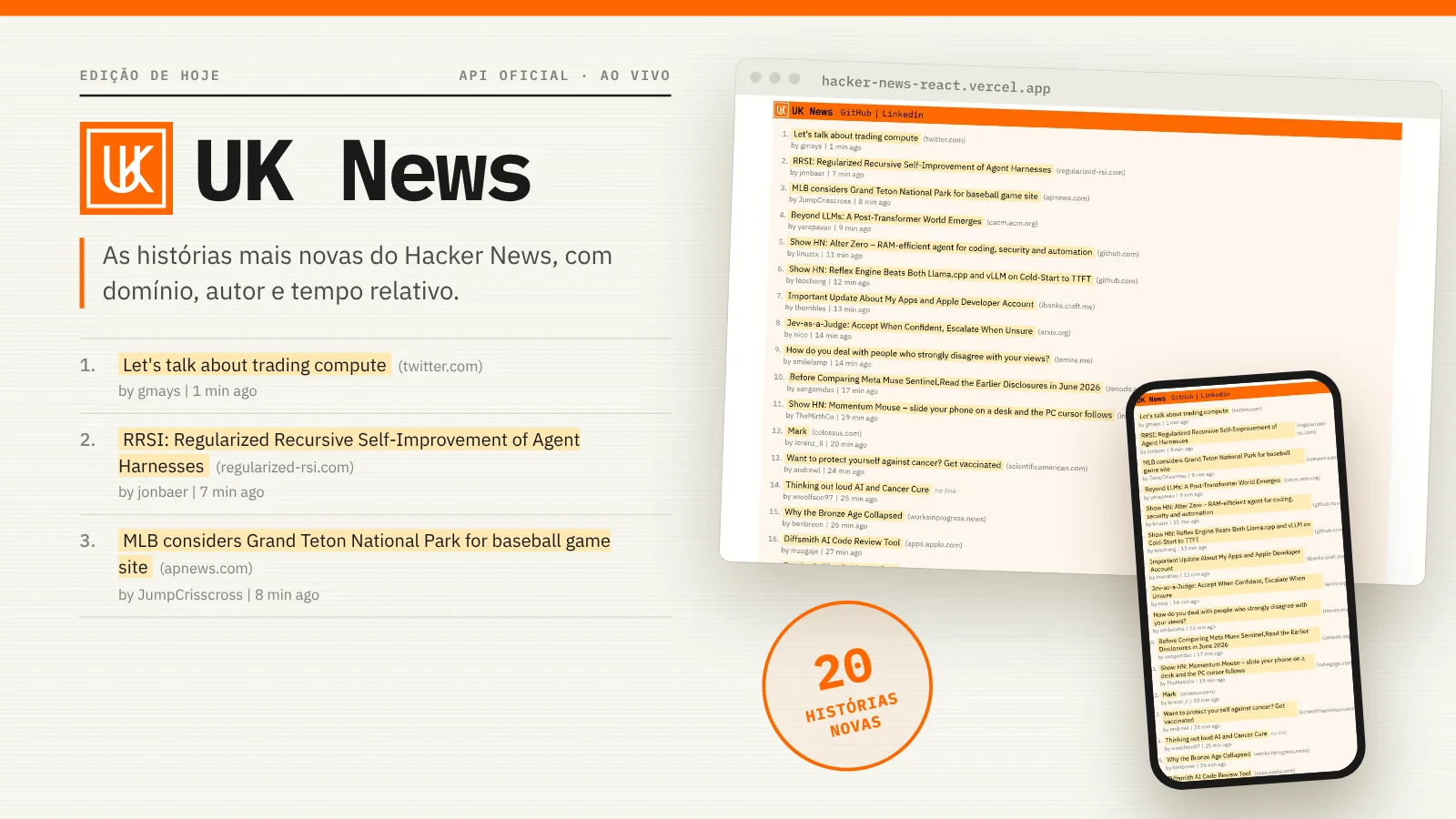 Banner do projeto Hacker News React